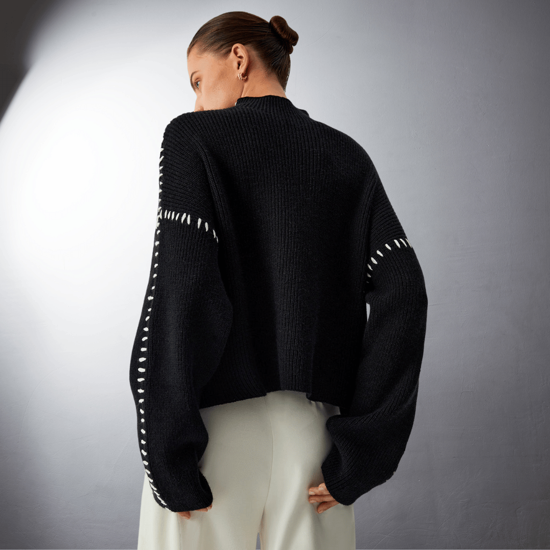 Laurent™ | Pull en Maille Structurée à Détails Contrastants