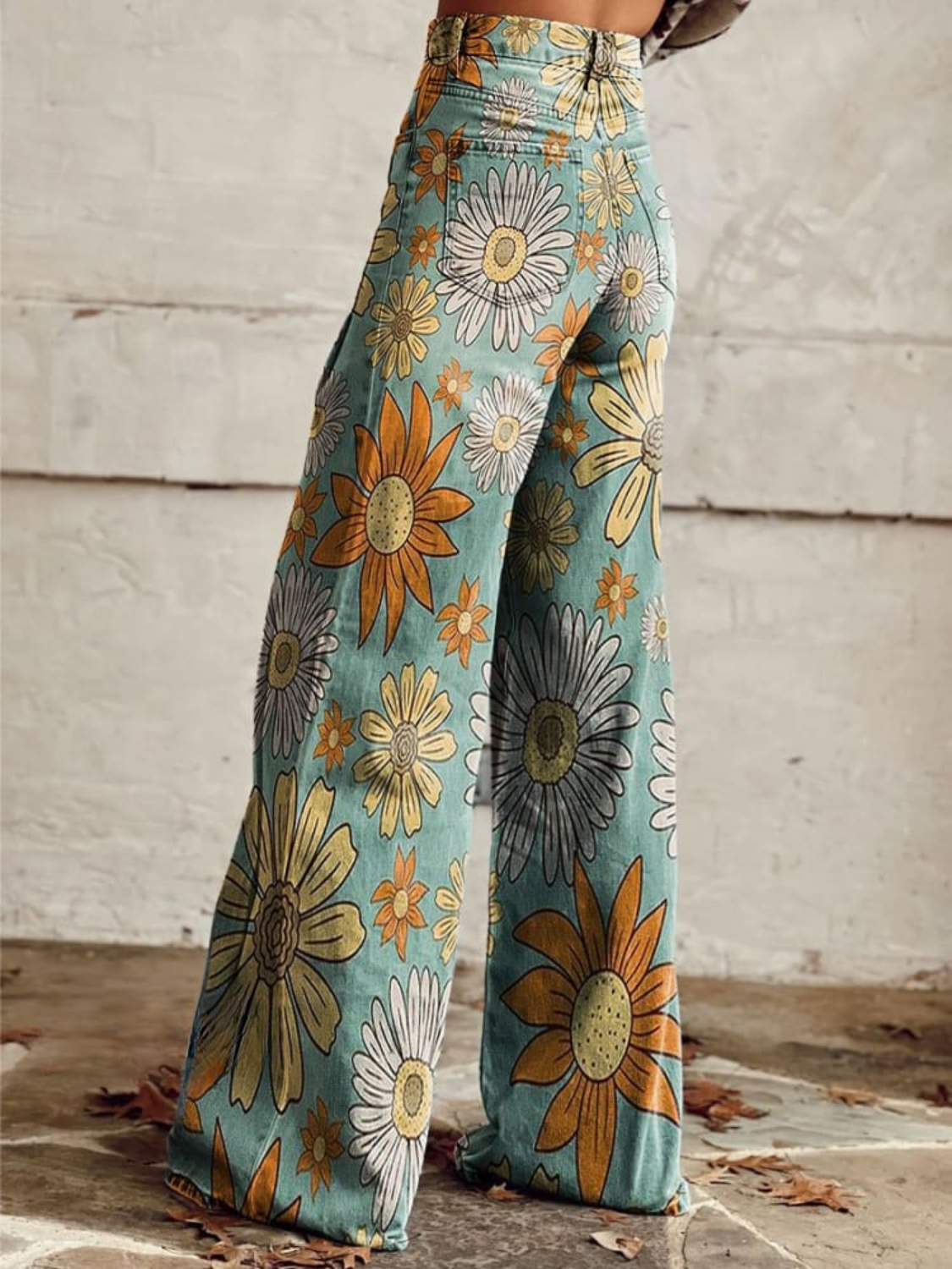 CIRILLA | Pantalons Palazzo à Motif Floral Vintage