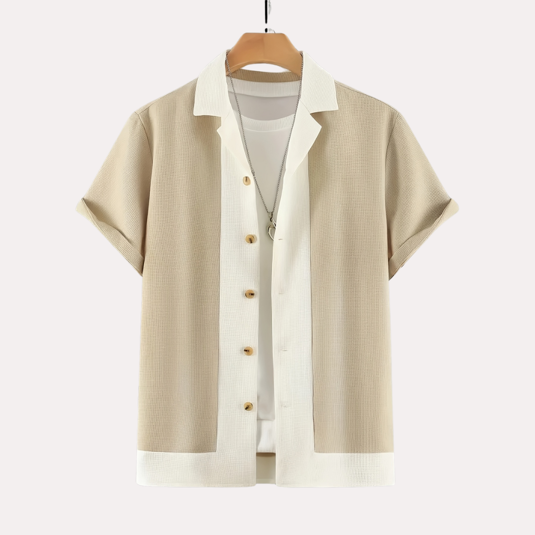 Laurent™ | Chemise Lin Contrasté Élégant