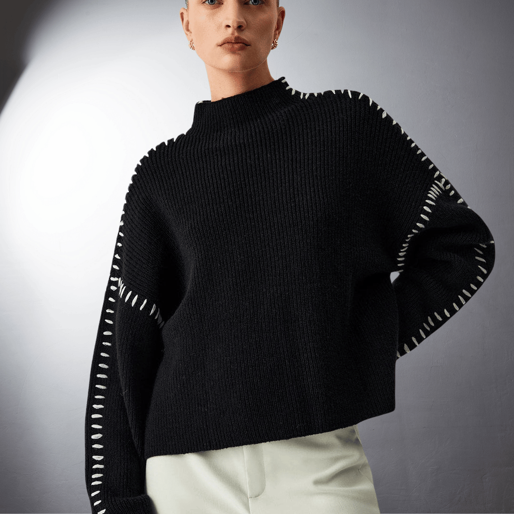 Laurent™ | Pull en Maille Structurée à Détails Contrastants