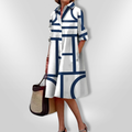 Helena | Robe Midi avec Motif Géométrique