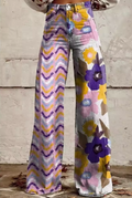 ISADORA | Pantalons Boho Floraux à Taille Haute et Confort Artistique pour Festival