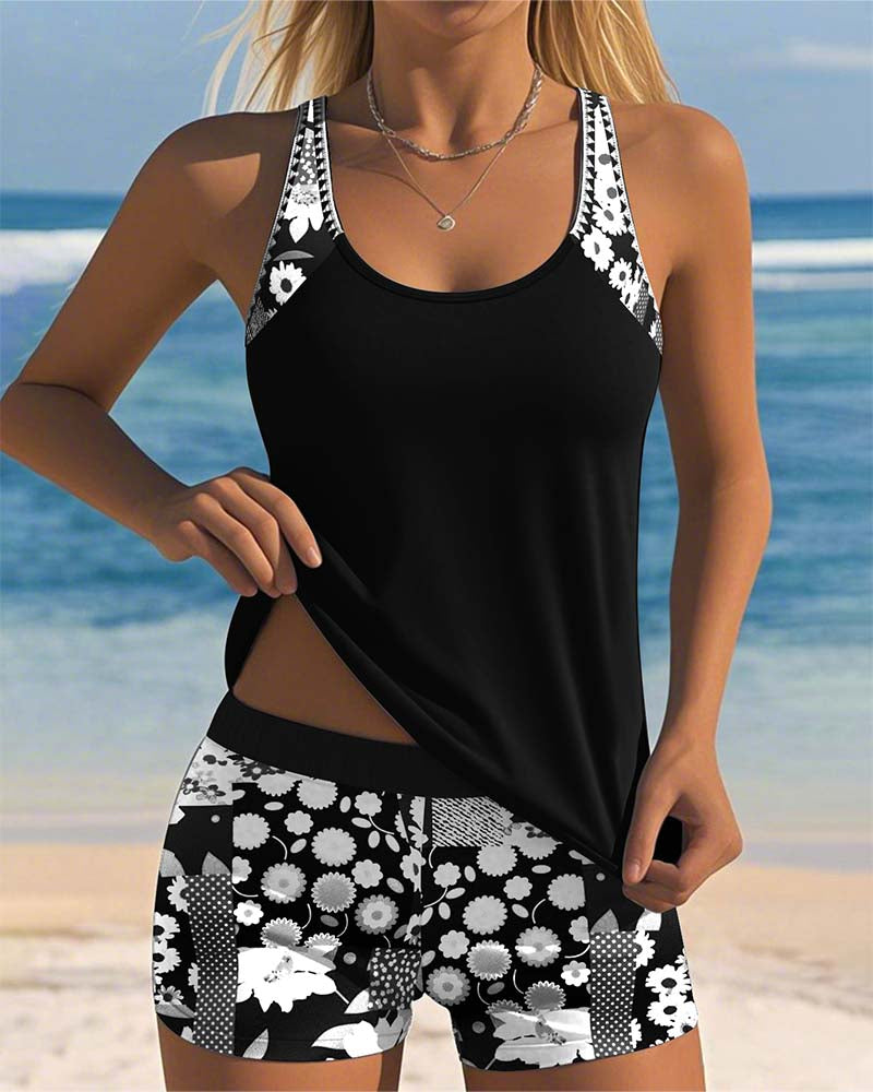 SABRINA | Maillot de Bain Deux Pièces avec Coupe Confortable et Style Floral de Plage