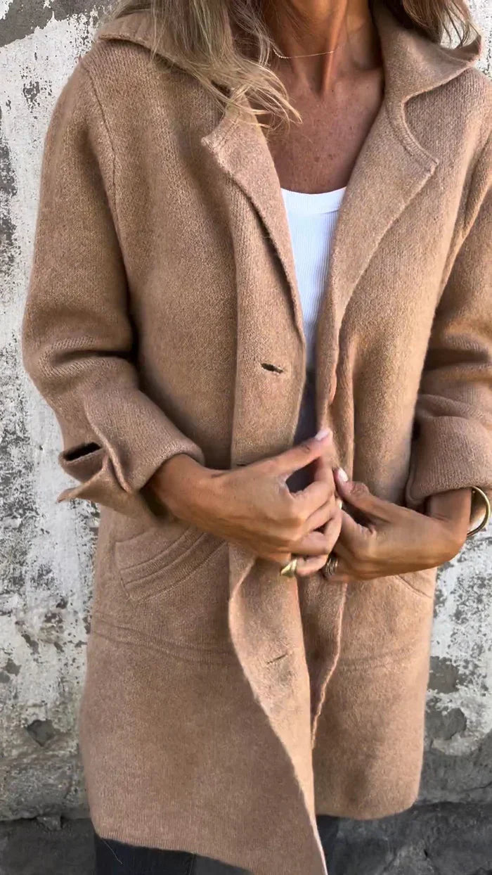 Amélie - Manteau casual en laine avec revers