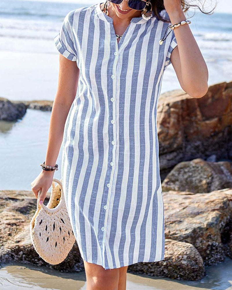Martine™ | Robe chemise élégante à rayures