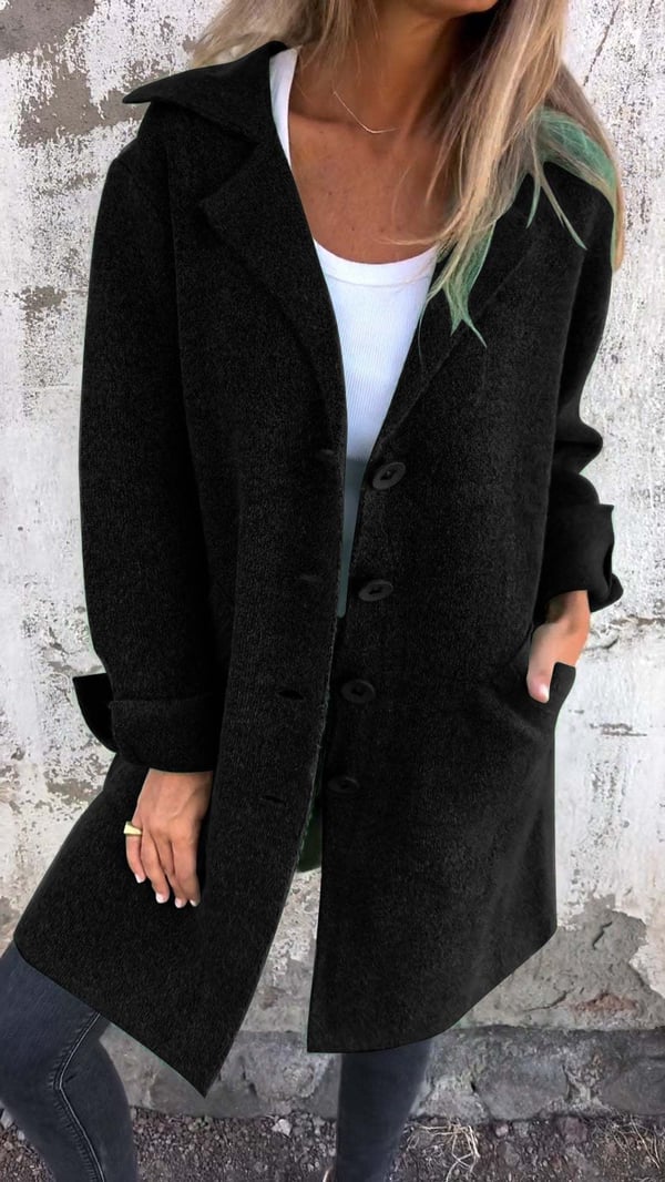 Amélie - Manteau casual en laine avec revers