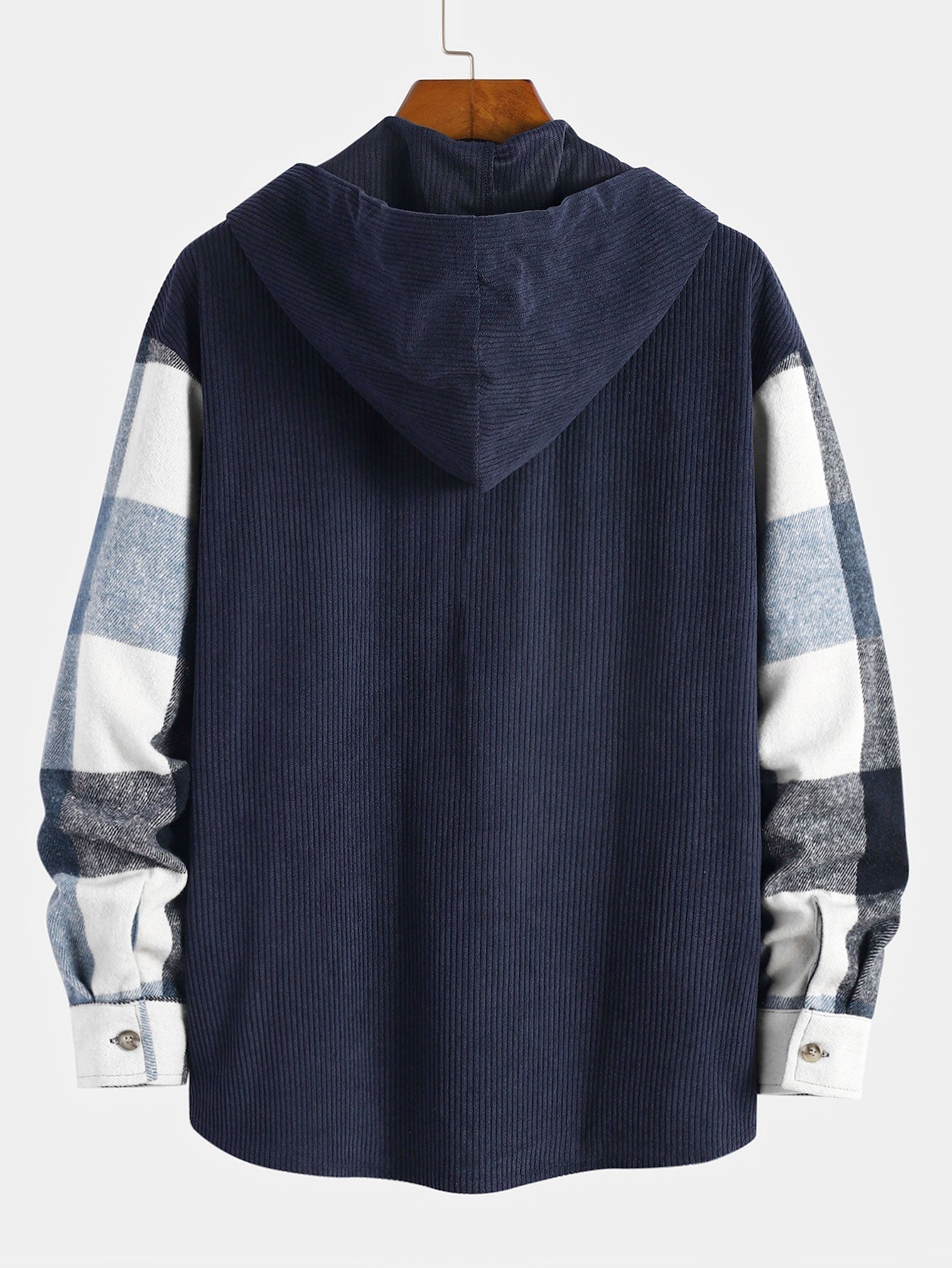 Laurent™ - Chemise à capuche en flanelle et patchwork velours côtelé