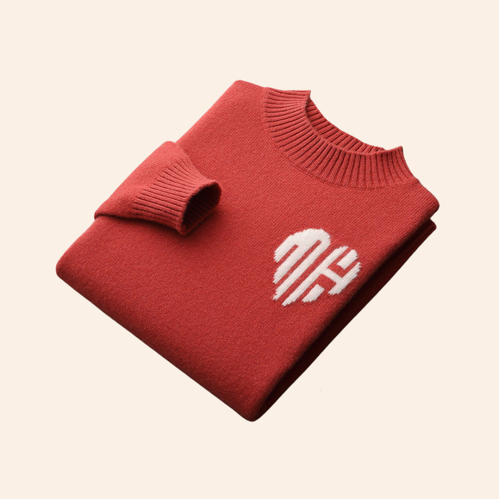 Laurent™ | PULL COEUR 100% CACHEMIRE