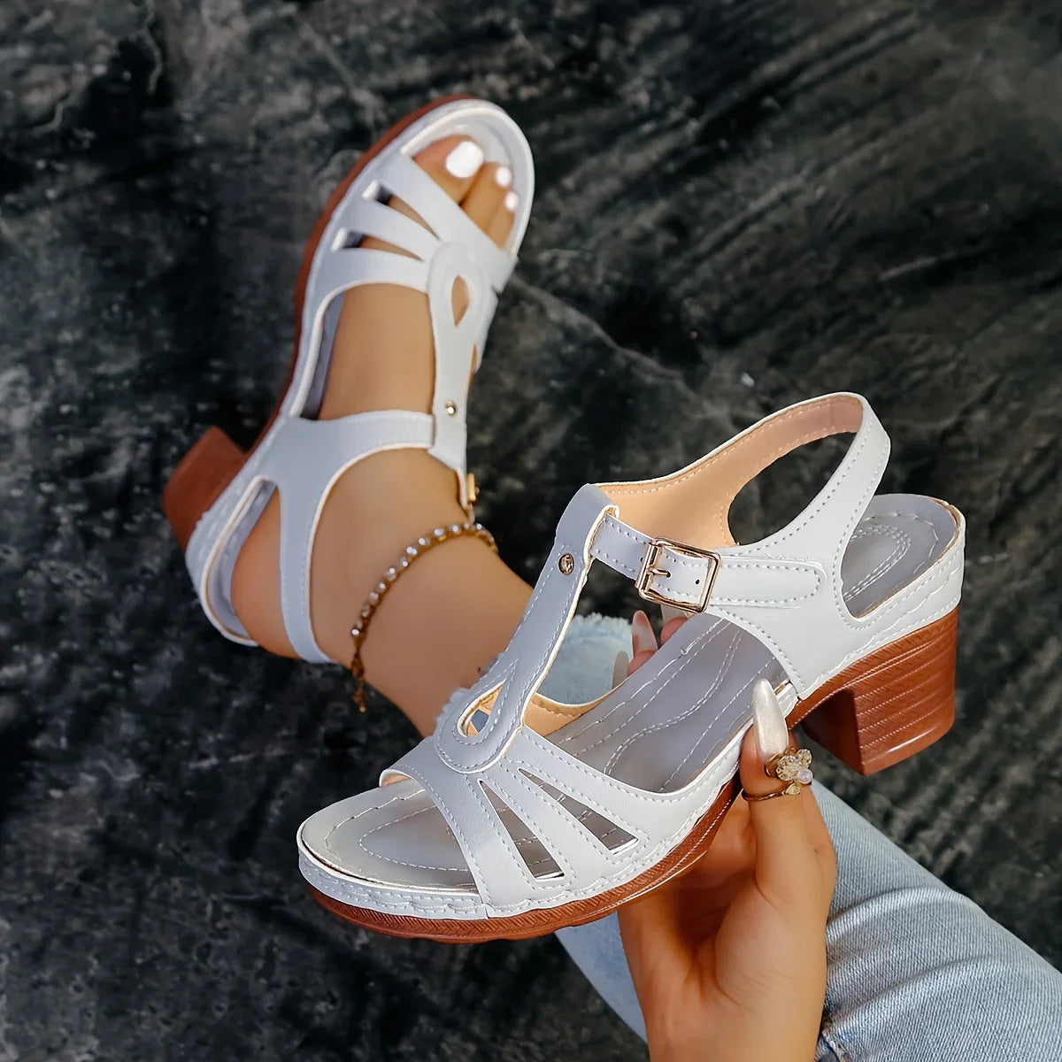 Elisa | Sandales orthopédiques à la mode avec semelle plateforme épaisse