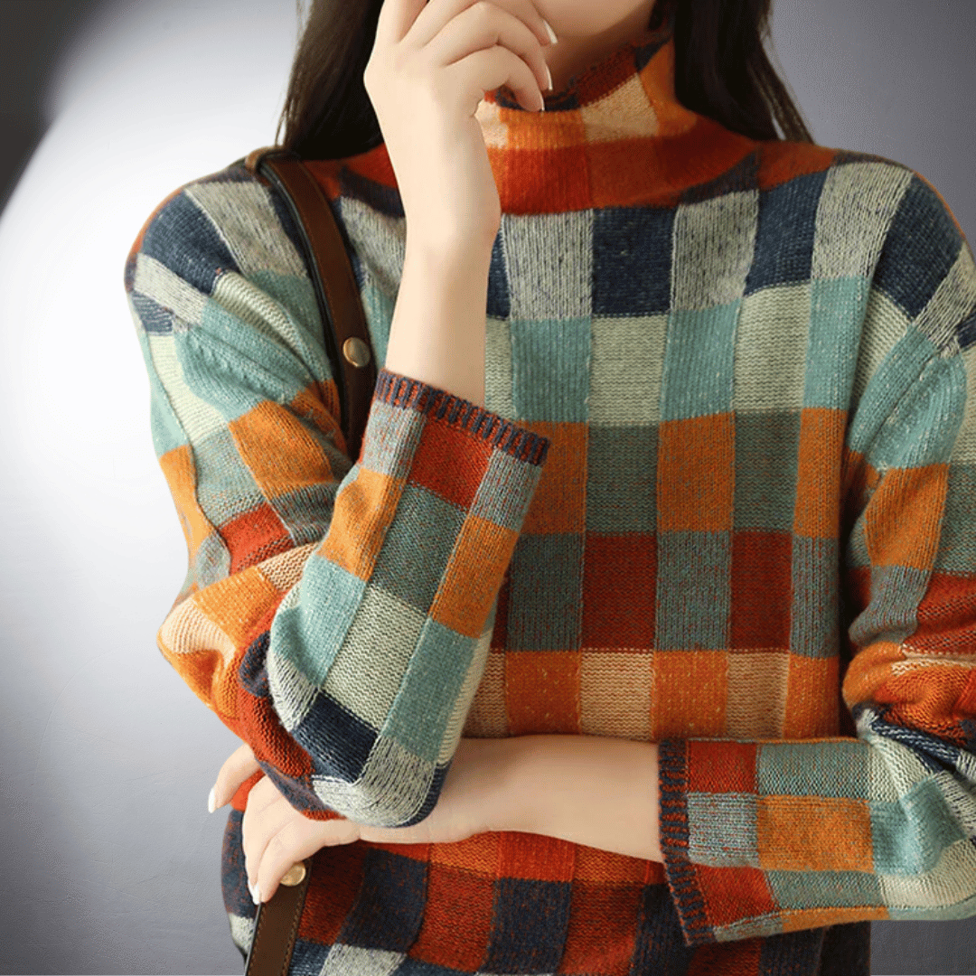 Laurent™ | Pull en Coton à Motif Carré Coloré