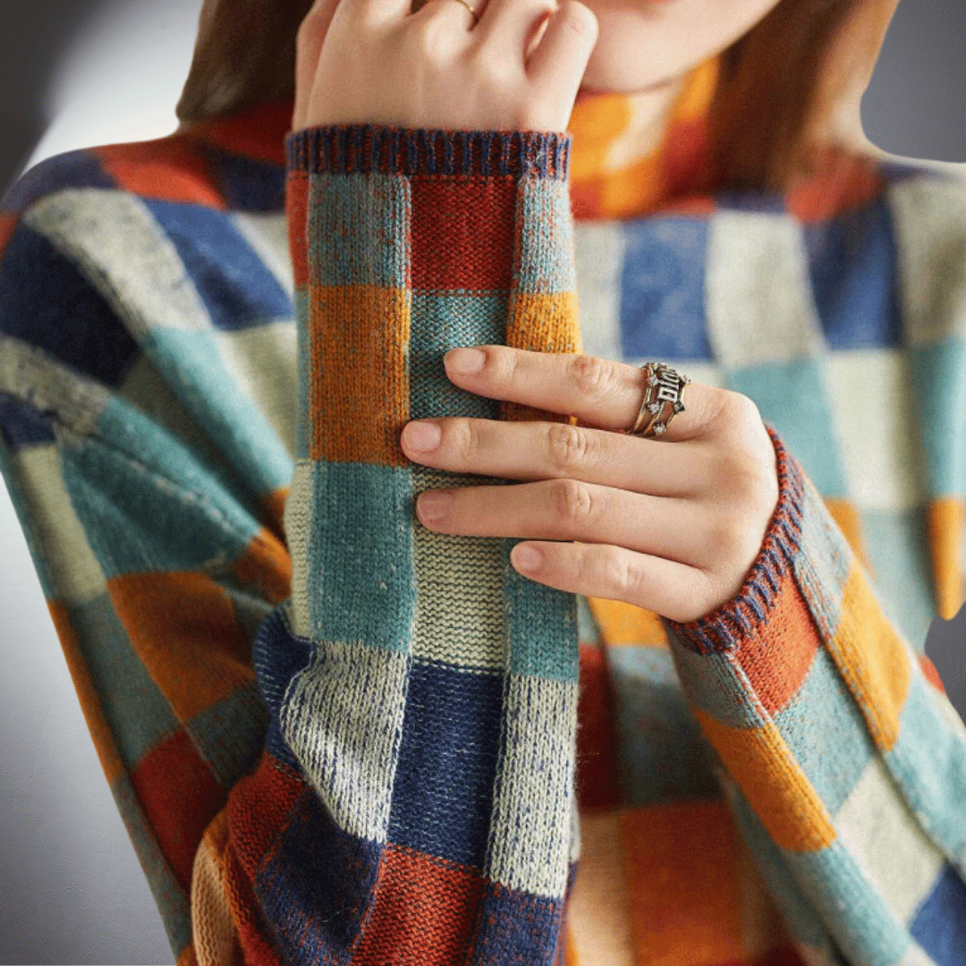 Laurent™ | Pull en Coton à Motif Carré Coloré