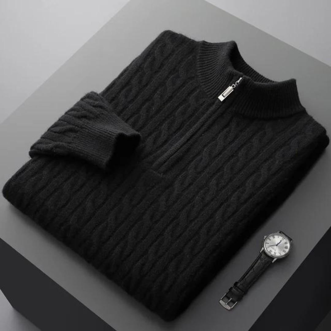 Laurent™ | Demi-zip tissé 100 % cachemire