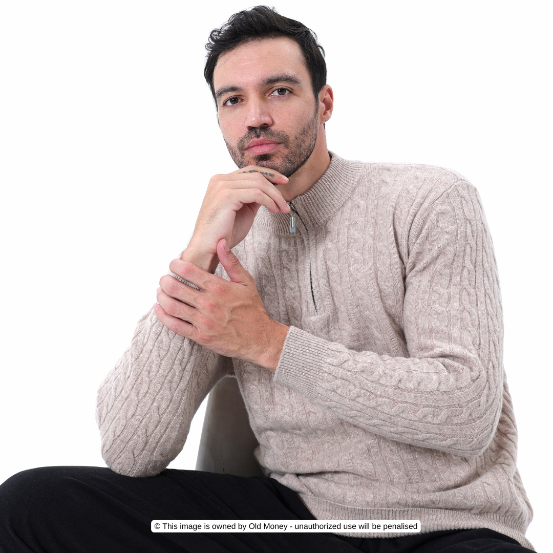 Laurent™ | Demi-zip tissé 100 % cachemire