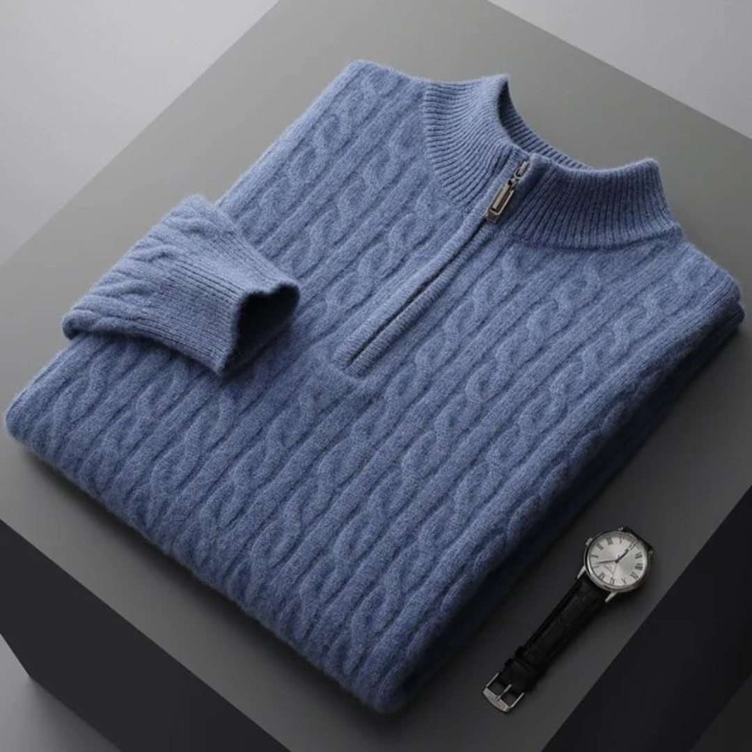 Laurent™ | Demi-zip tissé 100 % cachemire