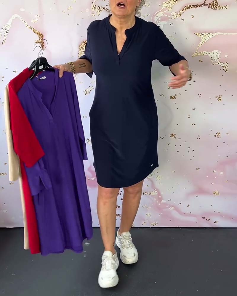 Hanneke™ | Robe unie à col en V