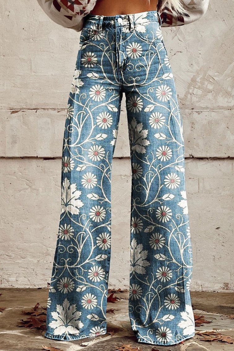 MARGHERITA | Pantalons Boho Élégants avec Motif Floral