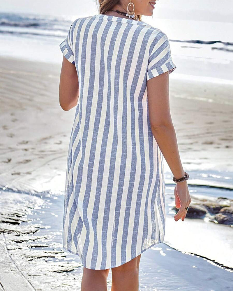 Martine™ | Robe chemise élégante à rayures
