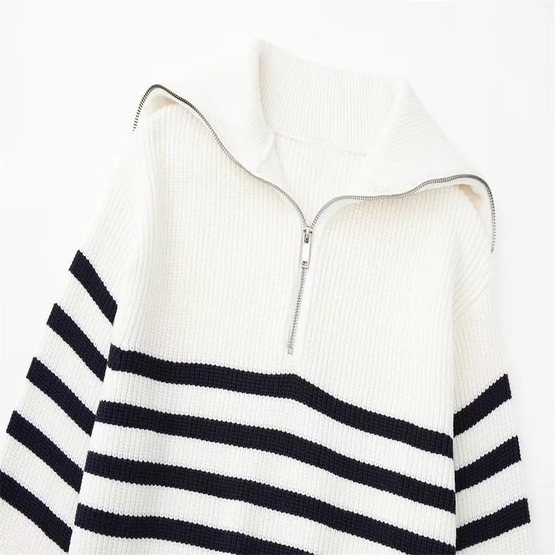 Laurent™ | Pull zippé rayé