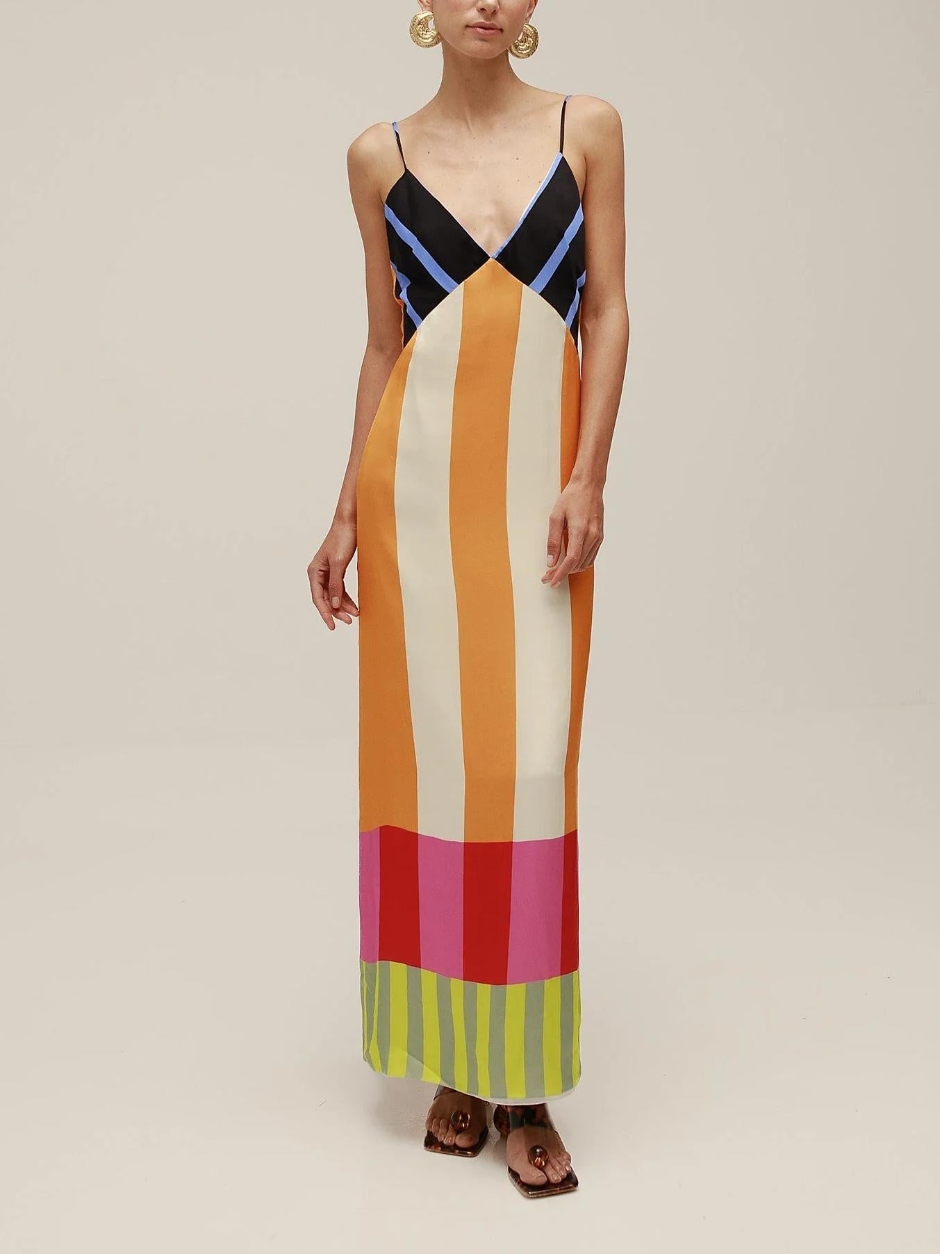 Paloma – Robe Maxi Colorée à Rayures