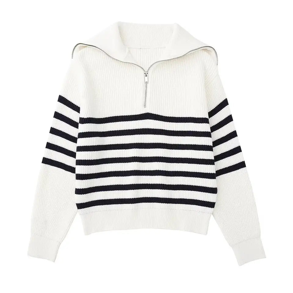 Laurent™ | Pull zippé rayé
