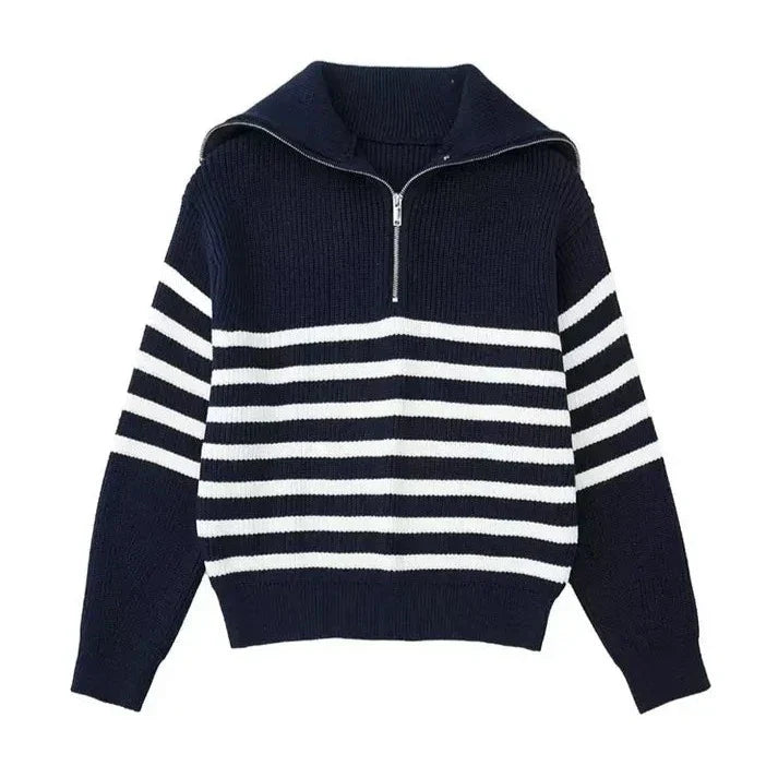 Laurent™ | Pull zippé rayé