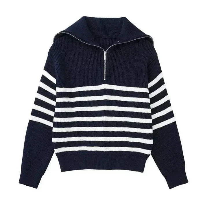 Laurent™ | Pull zippé rayé