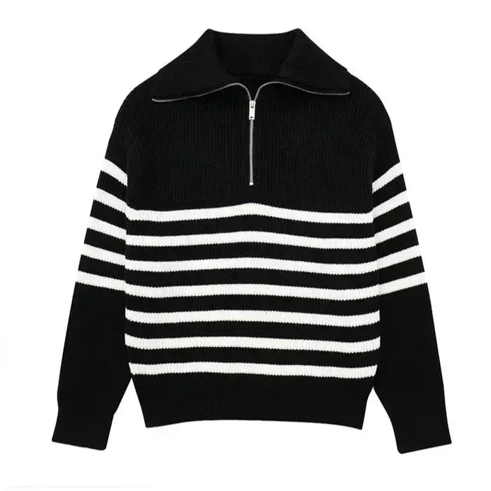 Laurent™ | Pull zippé rayé