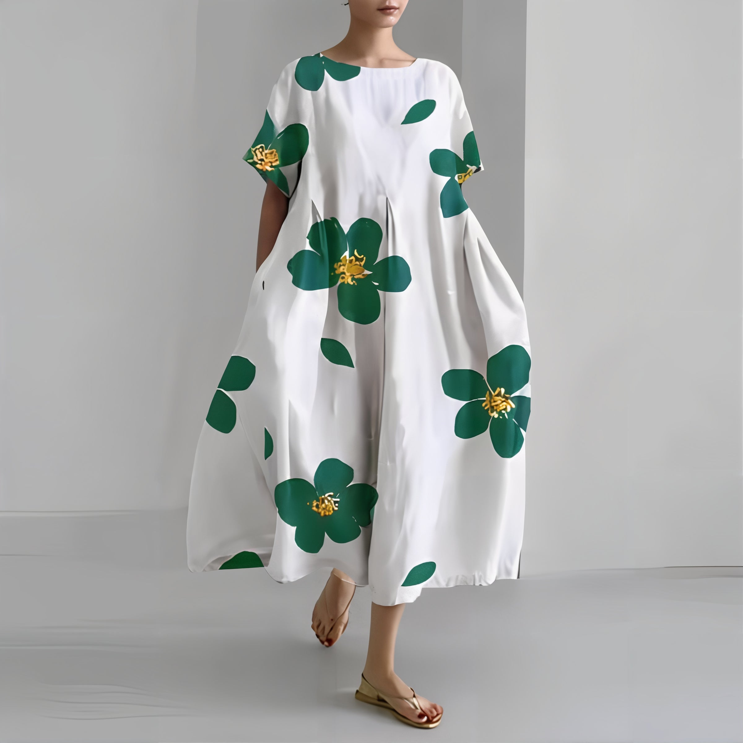 Élise - Robe maxi fleurie décontractée