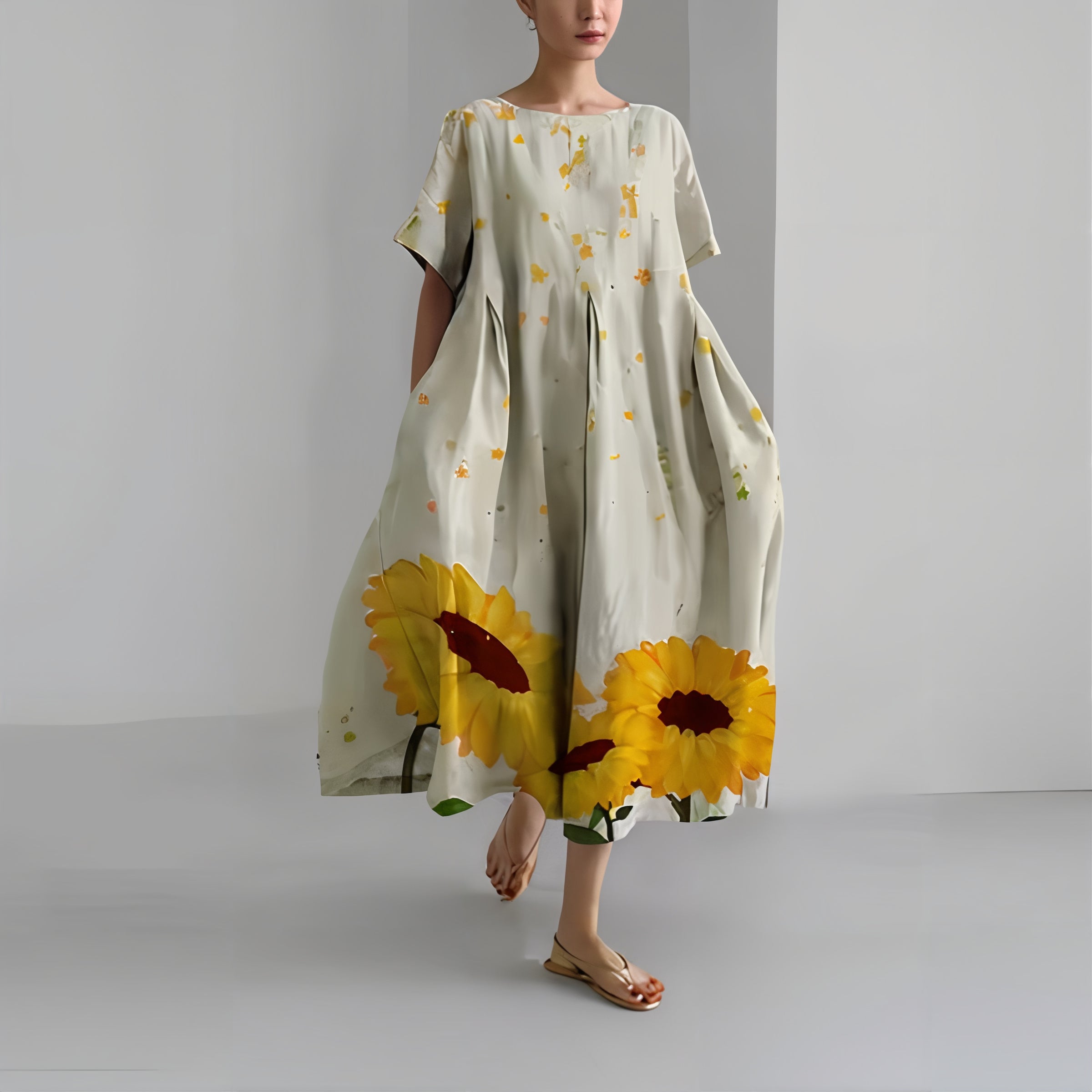 Élise - Robe maxi fleurie décontractée