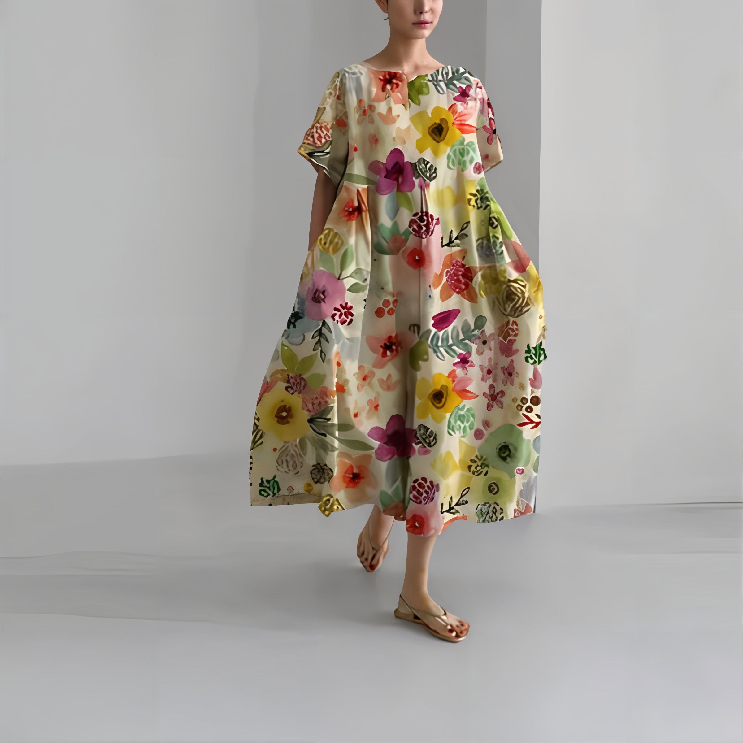 Élise - Robe maxi fleurie décontractée
