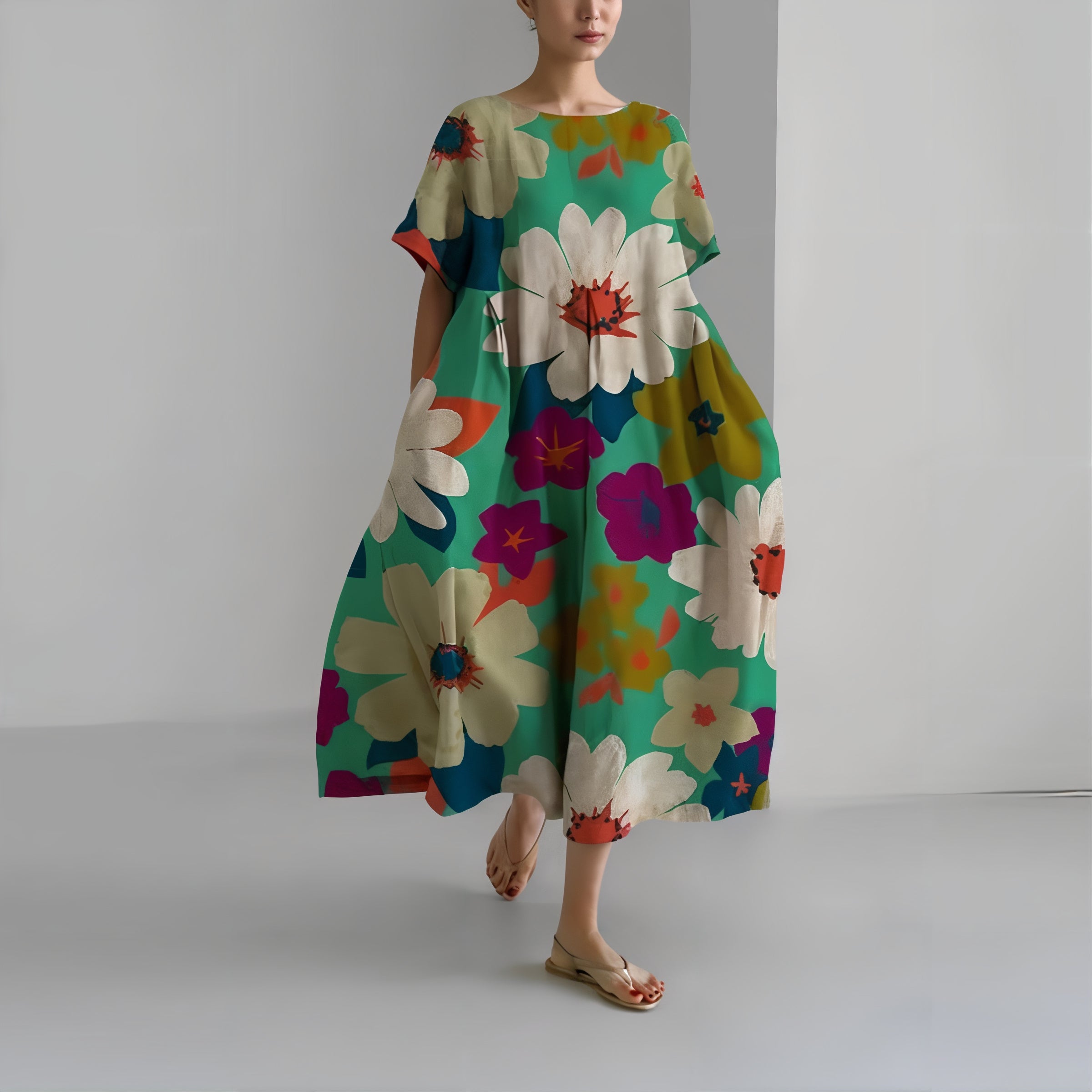Élise - Robe maxi fleurie décontractée