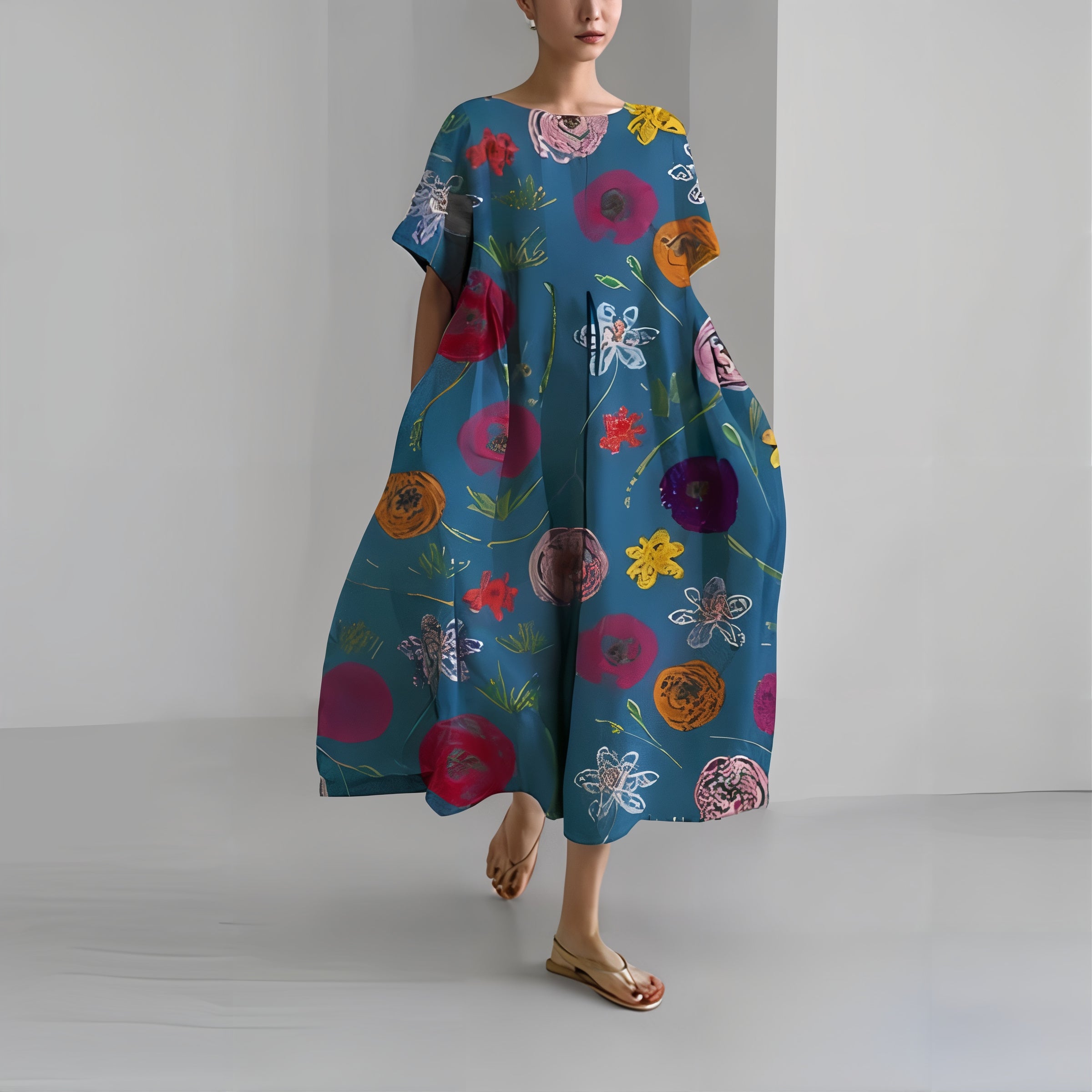 Élise - Robe maxi fleurie décontractée