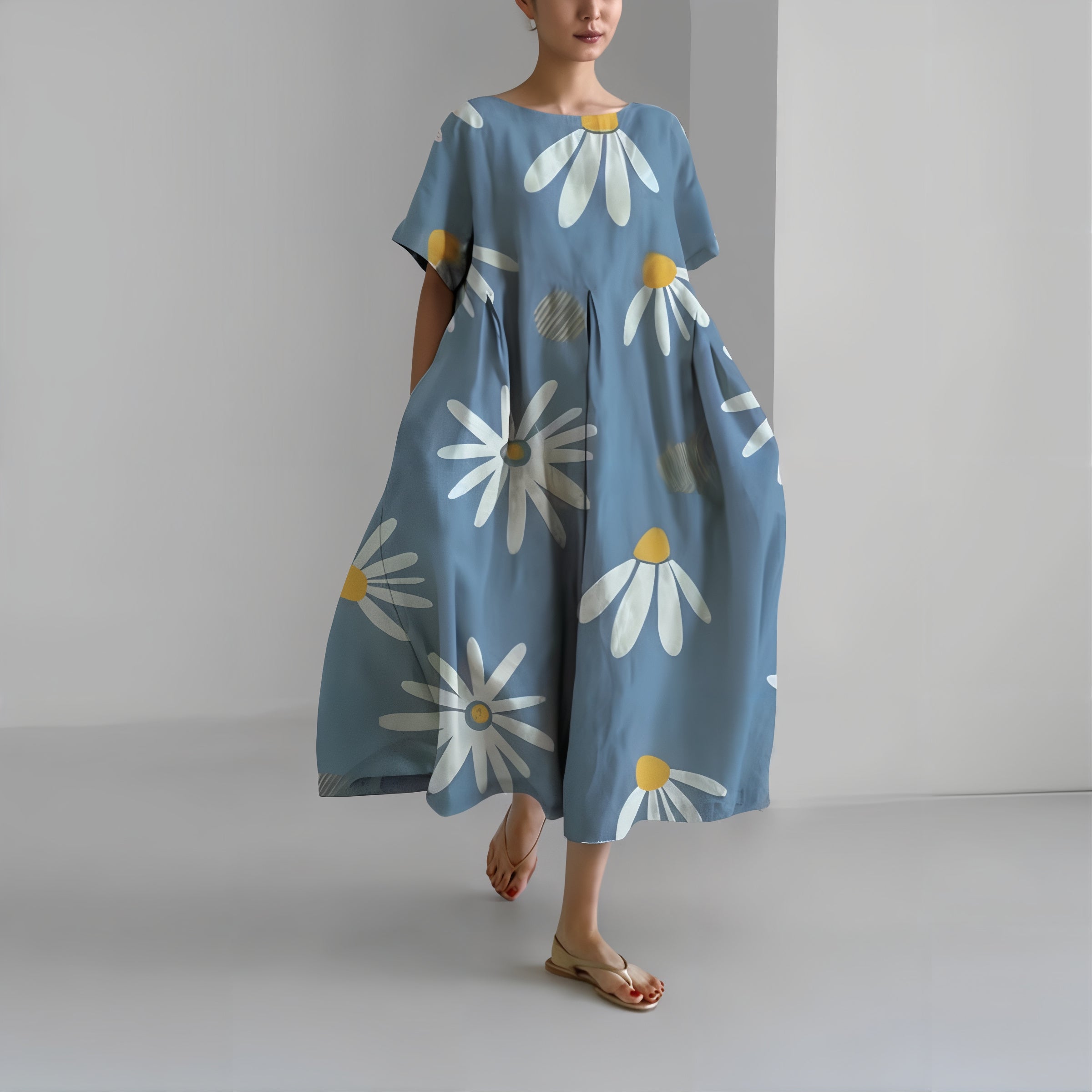 Élise - Robe maxi fleurie décontractée