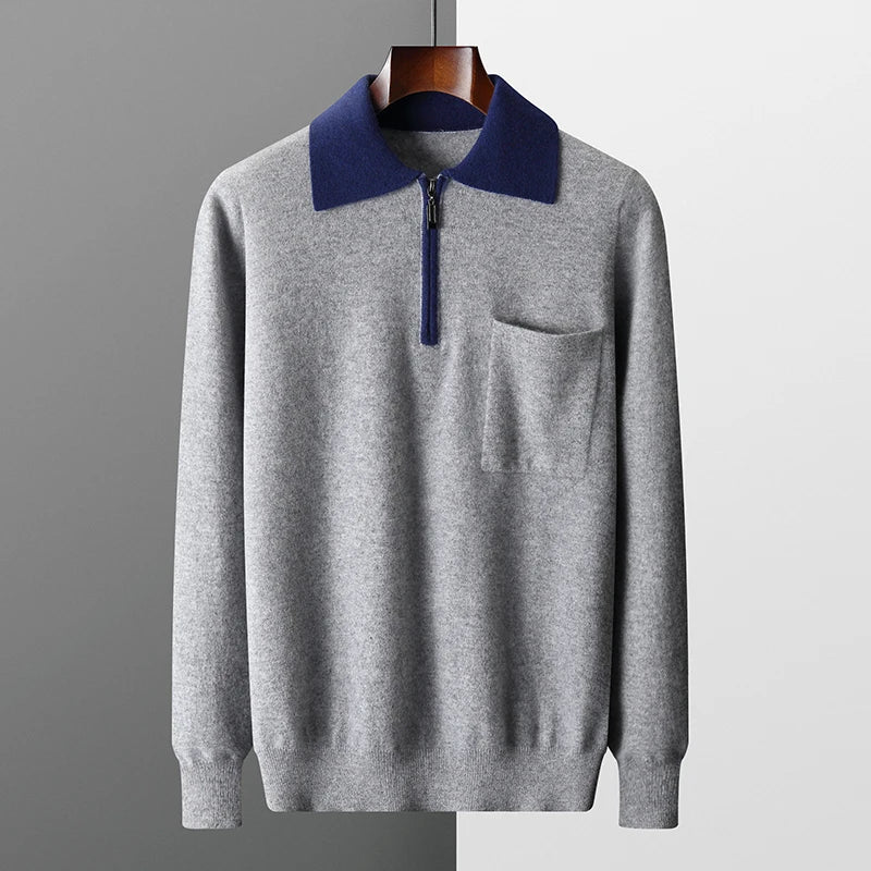 Laurent™ | POLO 100% CACHEMIRE ZIPPÉ
