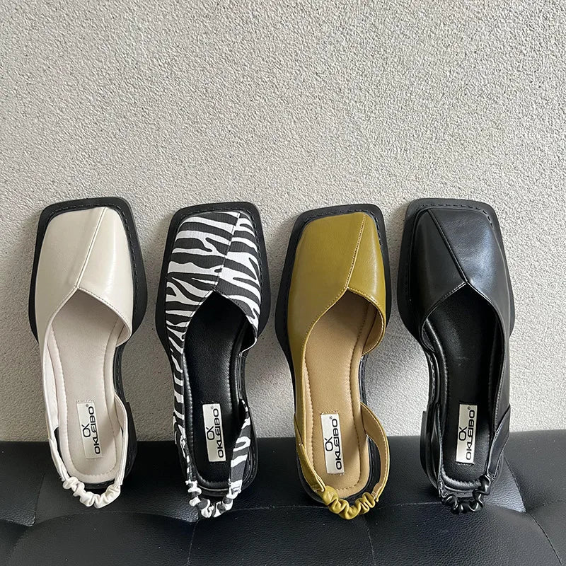 Lidia™ | Sandales Slingback à Bout Carré