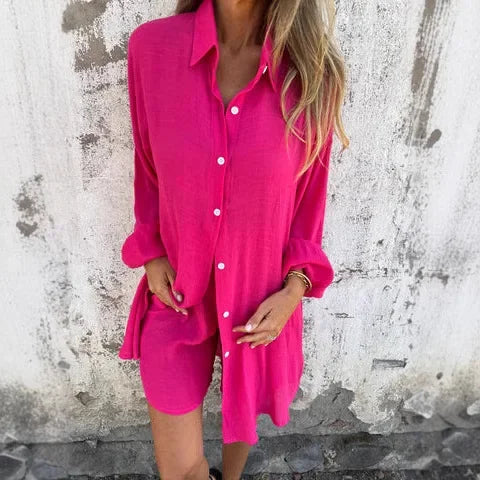 Nora™ | Ensemble Blouse Décontractée Effen avec Short Court