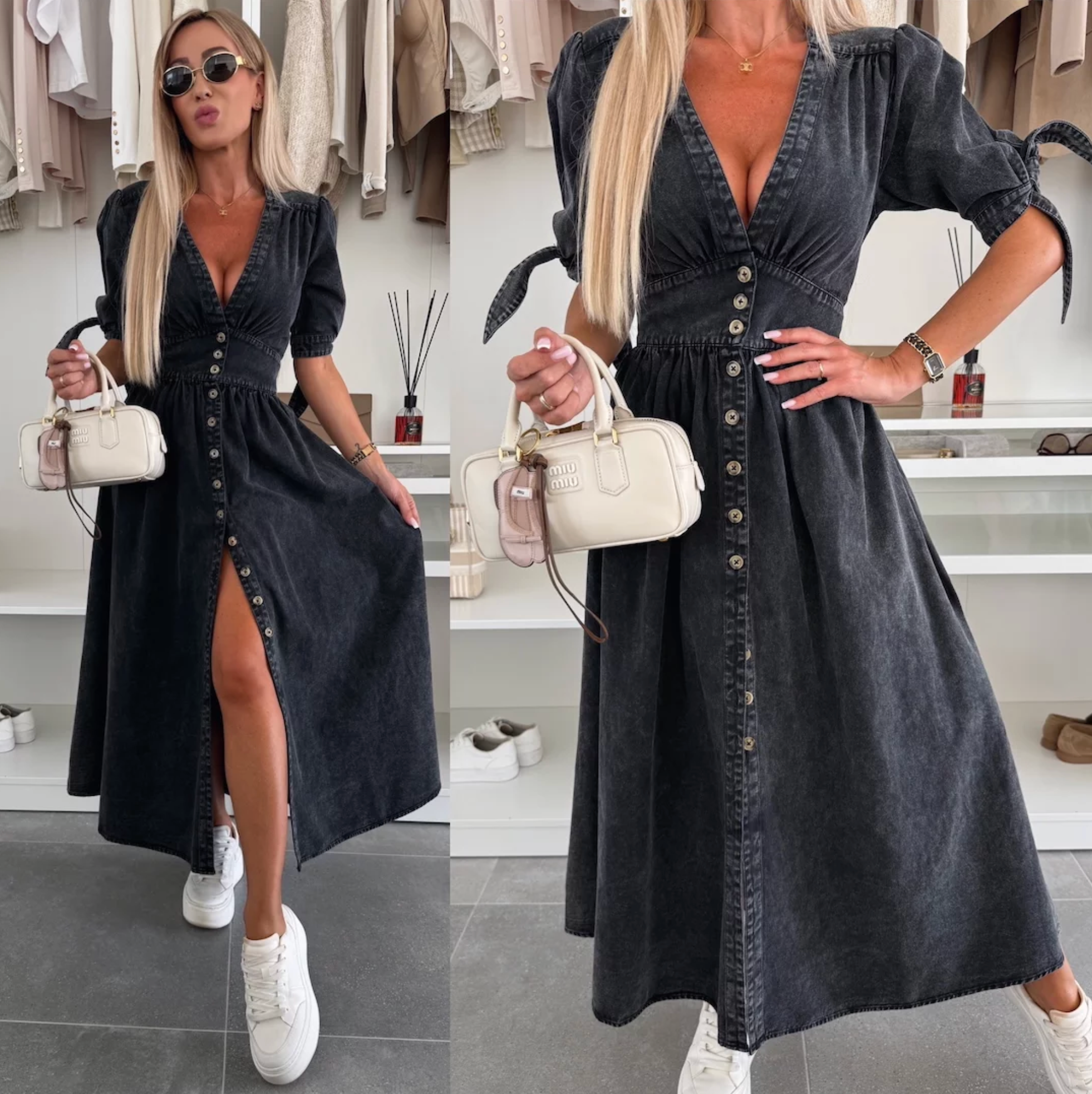 Delphine - Robe en denim éclatante