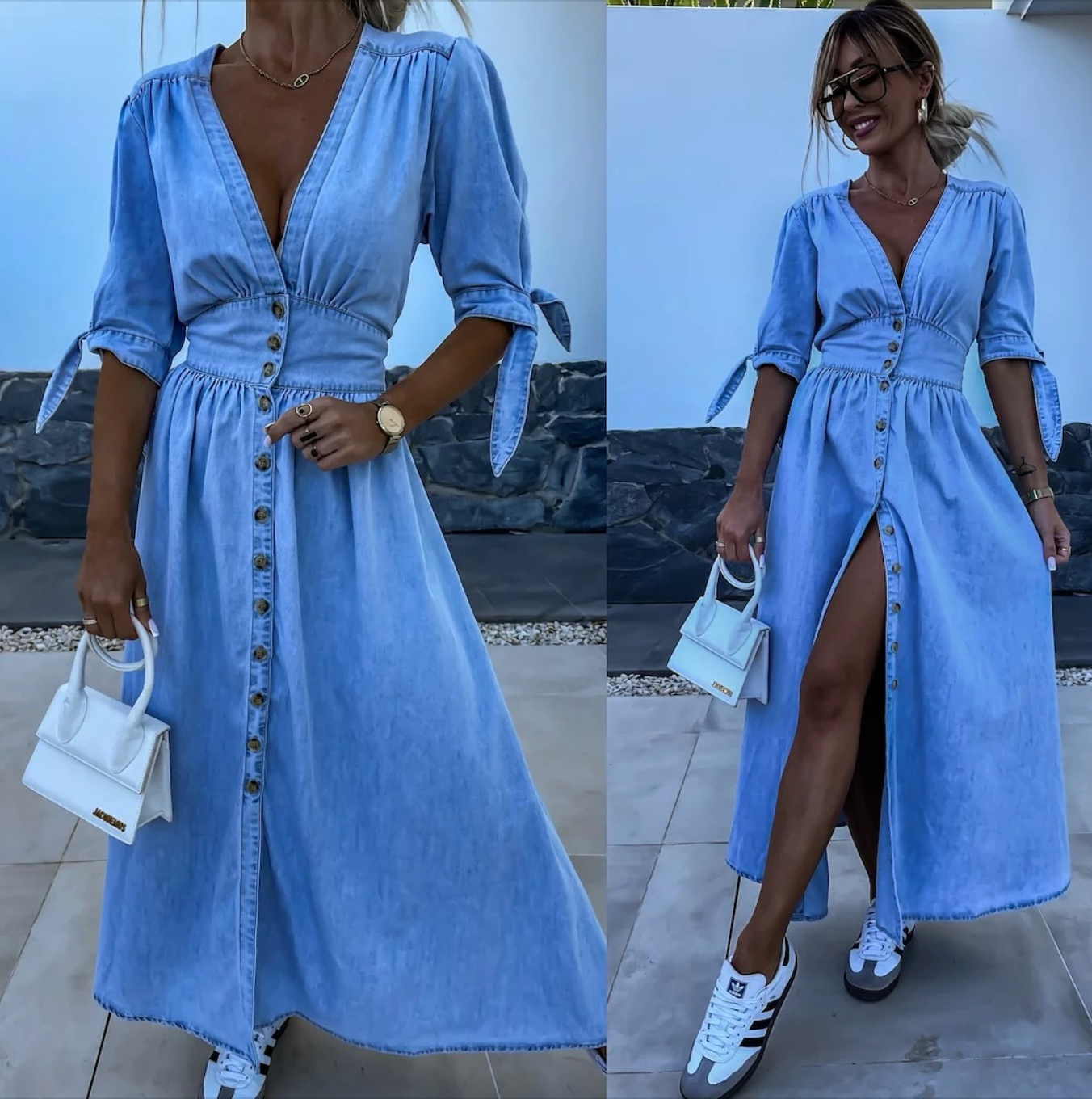 Delphine - Robe en denim éclatante