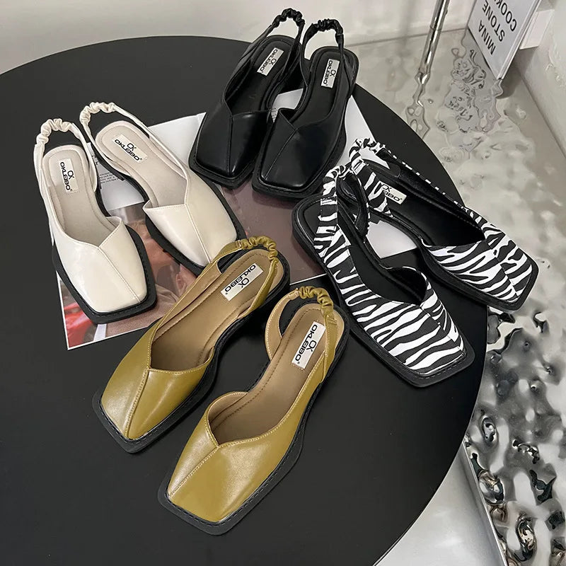 Lidia™ | Sandales Slingback à Bout Carré