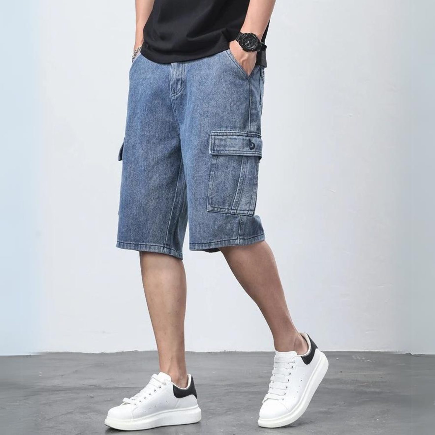 London Edit™ | Denim Cargo Shorts