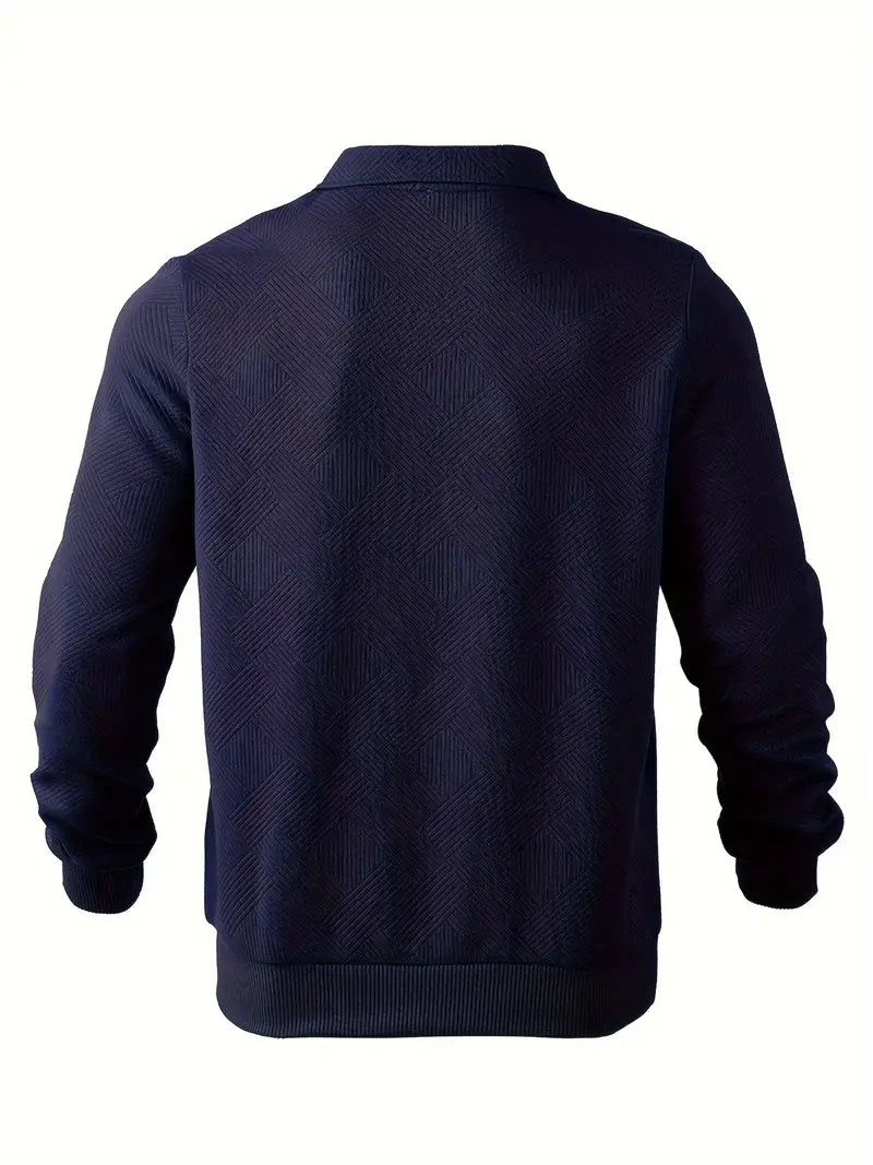 Elliot - Retro Zip-Up Sweater with Geometric Design