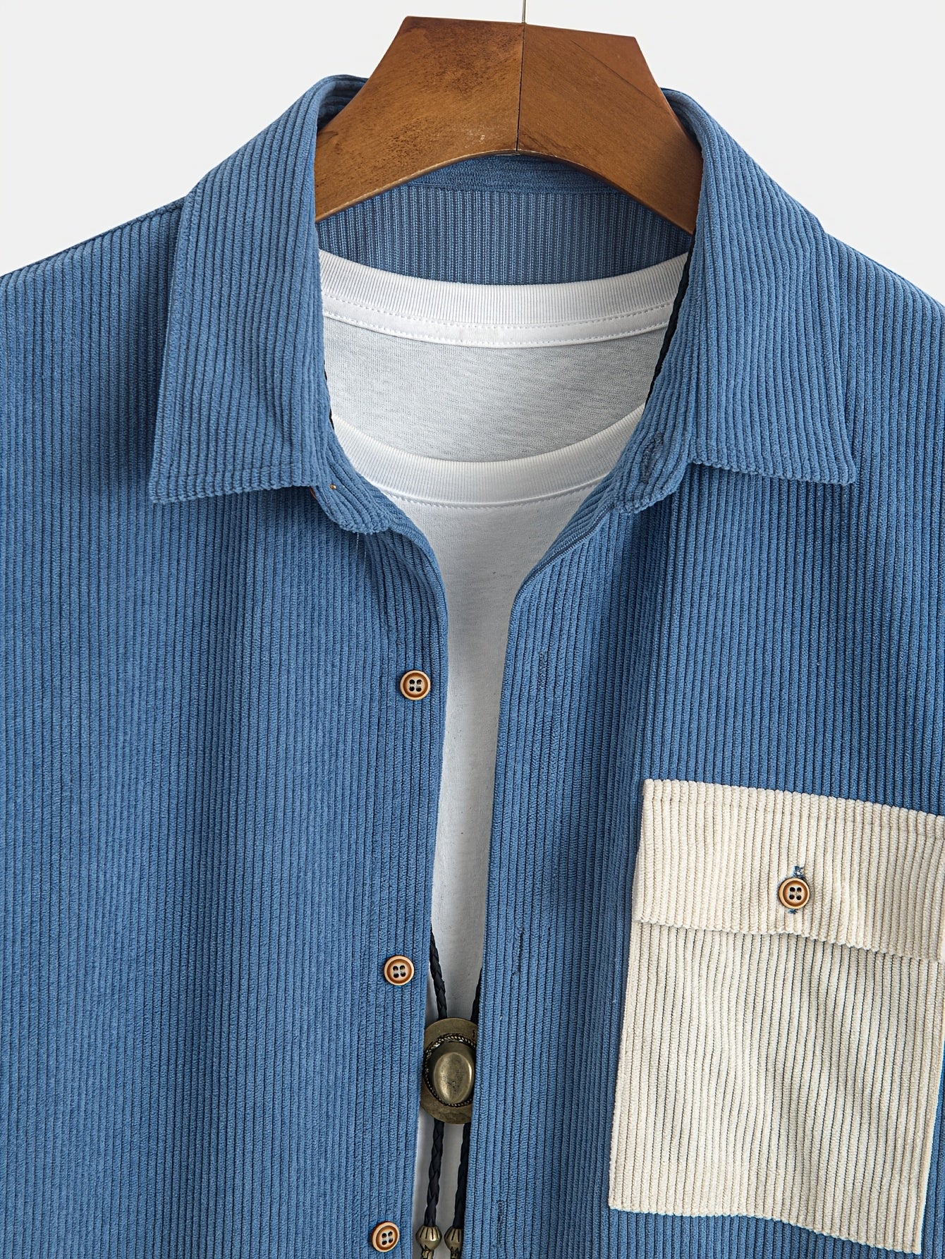 Laurent™ | Chemise Bicolore Lin Bleu