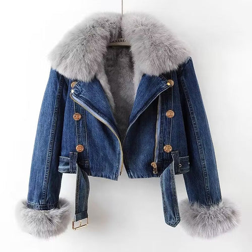 Celeste - Veste en denim avec fourrure éco-responsable