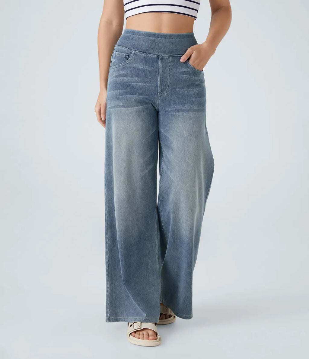Léa - Pantalon élastique taille haute et confortable