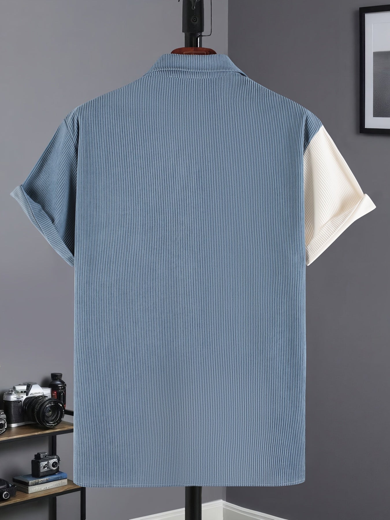 Laurent™ | Chemise Bleu Ivoire Contrastée