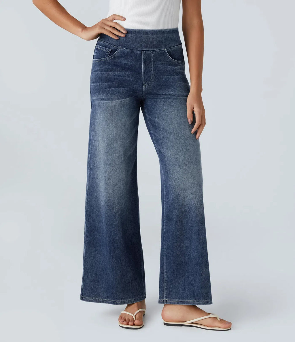 Léa - Pantalon élastique taille haute et confortable