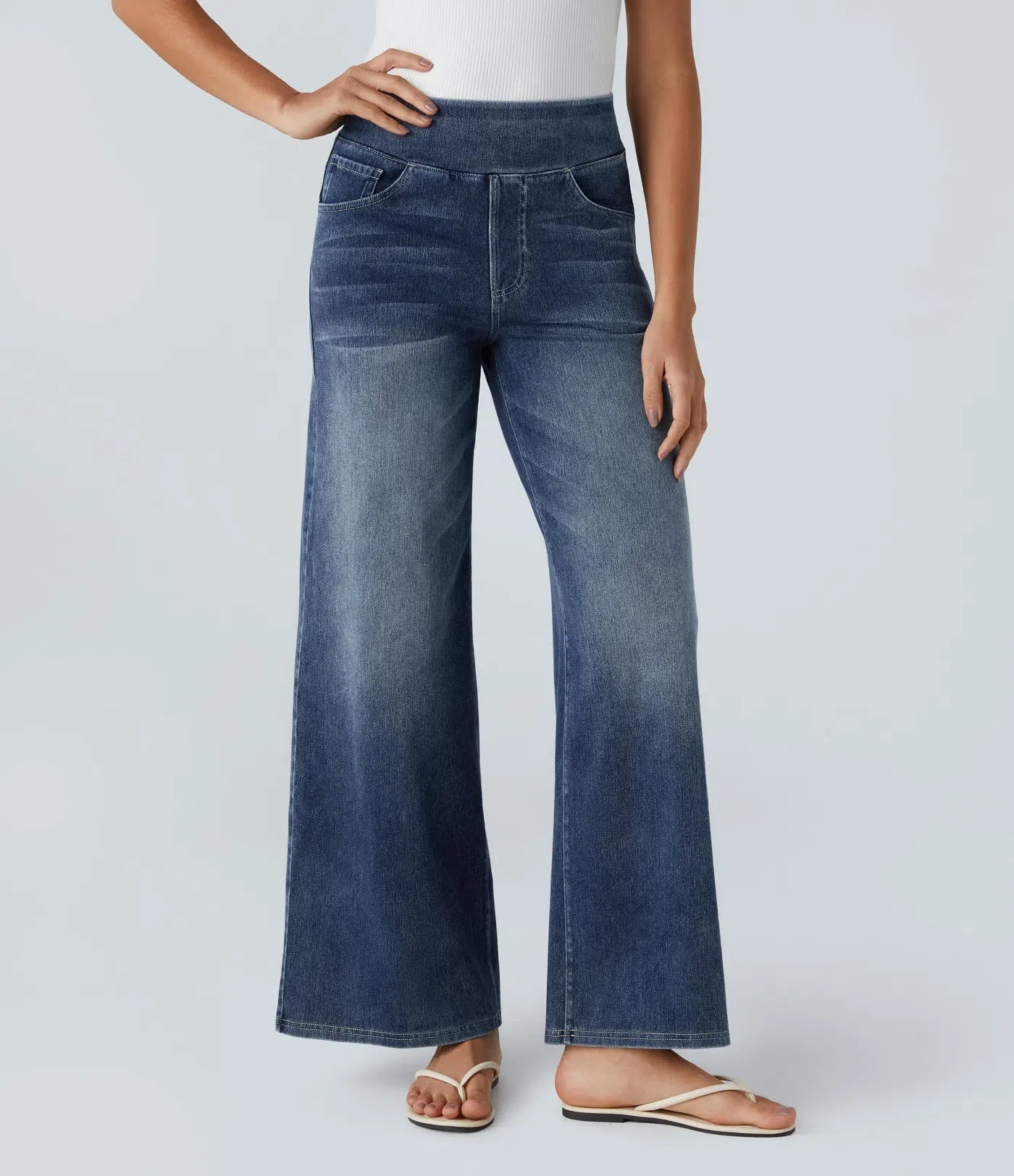 Léa - Pantalon élastique taille haute et confortable