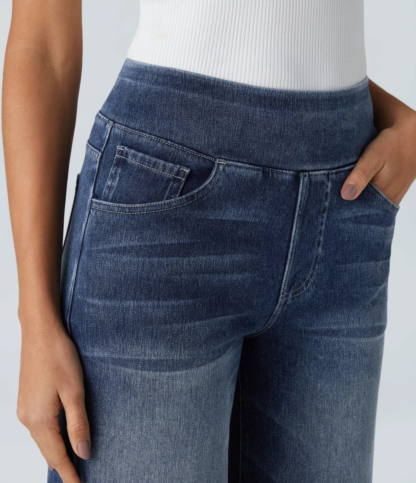 Léa - Pantalon élastique taille haute et confortable
