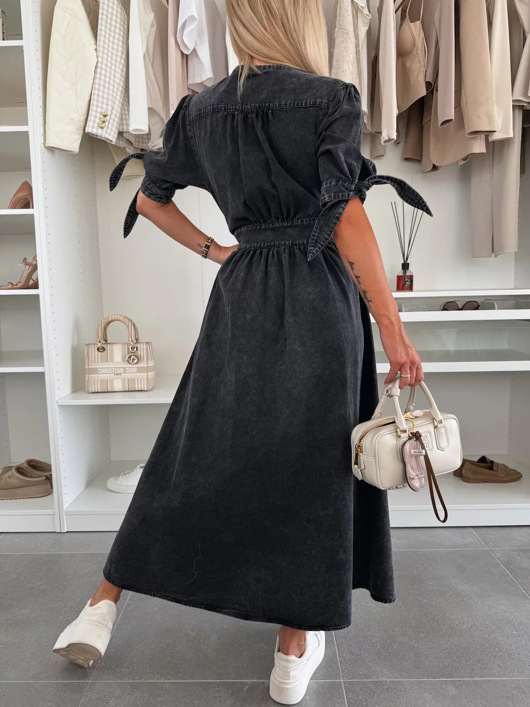 Delphine - Robe en denim éclatante