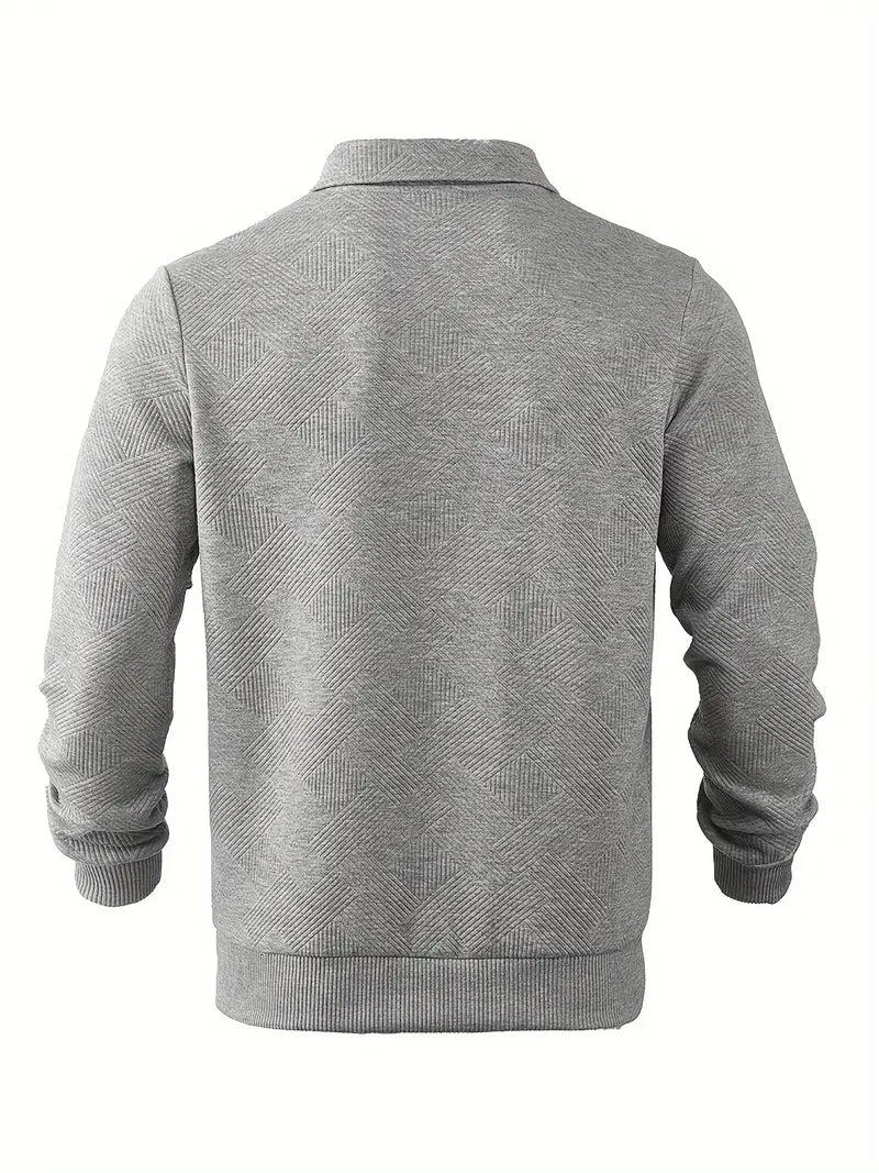Elliot - Retro Zip-Up Sweater with Geometric Design